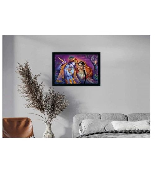 Radha Krishna Painting with Synthetic Photo Frame (Multicolor)