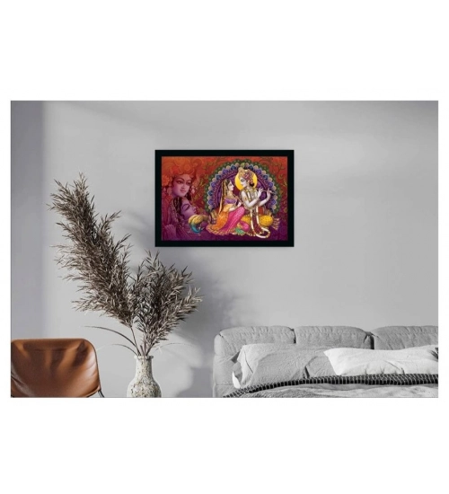 Radha Krishna Painting with Synthetic Photo Frame (Multicolor)
