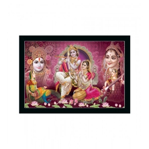 Generic Radha Krishna Painting with Synthetic Photo Frame (Multicolor)