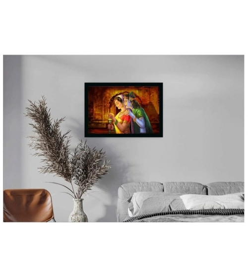 Radha Krishna Painting with Synthetic Photo Frame (Multicolor)