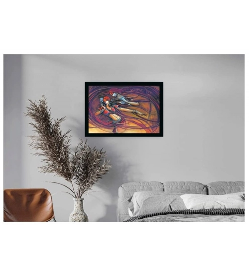 Radha Krishna Painting with Synthetic Photo Frame (Multicolor)
