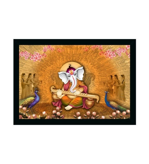 Ganesh Photo with Synthetic Photo Frame (Multicolor)