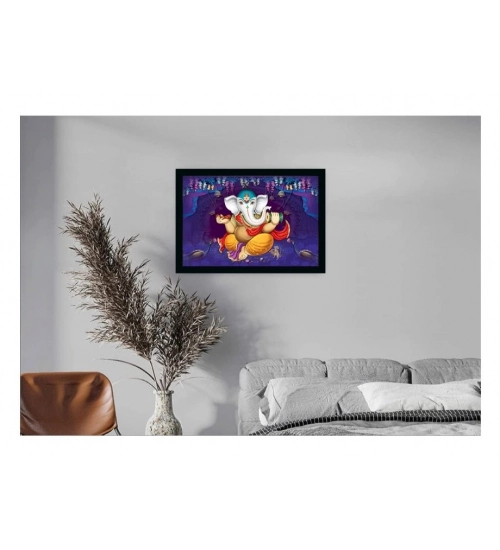 Ganesh Photo with Synthetic Photo Frame (Multicolor)