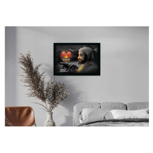 Generic shivaji Maharaj Painting Vinyl Sparkle Coated with Synthetic Photo Frame (Multicolor)