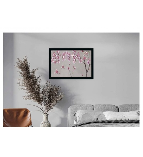 Flower Painting Vinyl Sparkle Coated with Synthetic Photo Frame (Multicolor)
