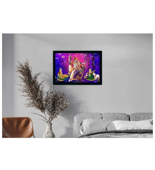 Radha Krishna Painting with Synthetic Photo Frame (Multicolor)