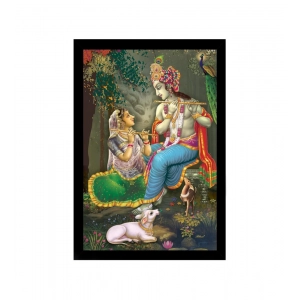 Generic Radha Krishna Painting with Synthetic Photo Frame (Multicolor)