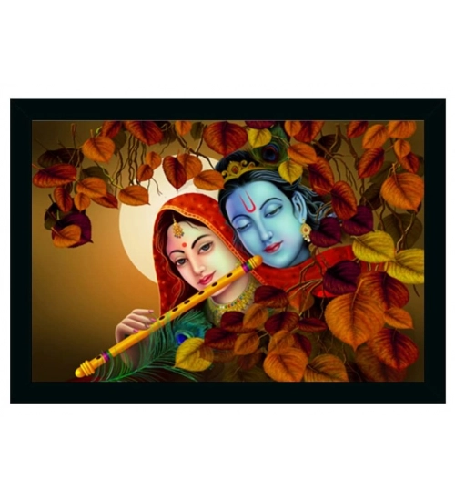 Radha Krishna Painting Vinyl Sparkle Coated with Synthetic Photo Frame (Multicolor)