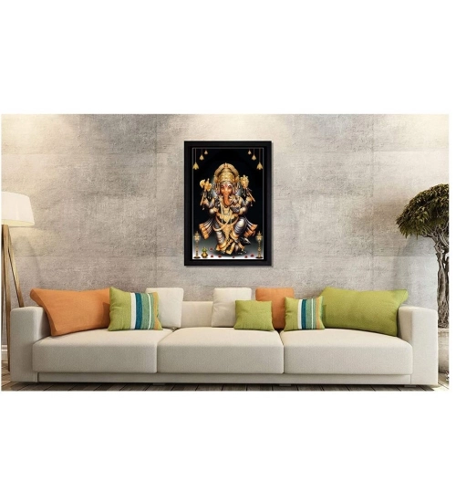 Ganesh Photo with Synthetic Photo Frame (Multicolor)