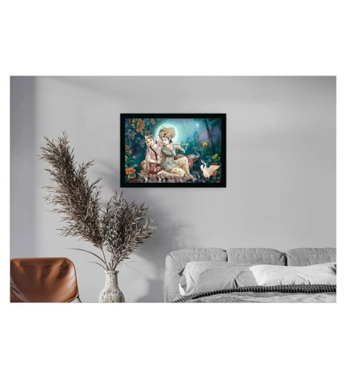 Radha Krishna Painting with Synthetic Photo Frame (Multicolor)