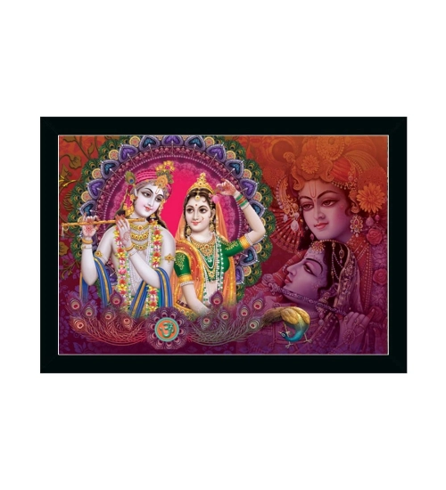 Radha Krishna Painting with Synthetic Photo Frame (Multicolor)