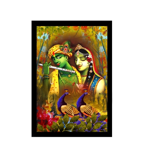 Radha Krishna Painting with Synthetic Photo Frame (Multicolor)