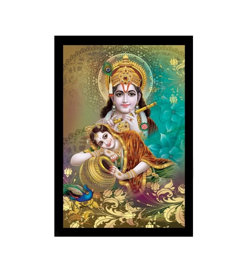 Radha Krishna Painting with Synthetic Photo Frame (Multicolor)