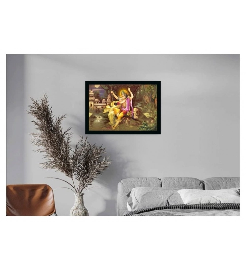 Radha Krishna Painting with Synthetic Photo Frame (Multicolor)