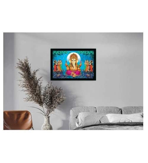 Ganesh Photo with Synthetic Photo Frame (Multicolor)