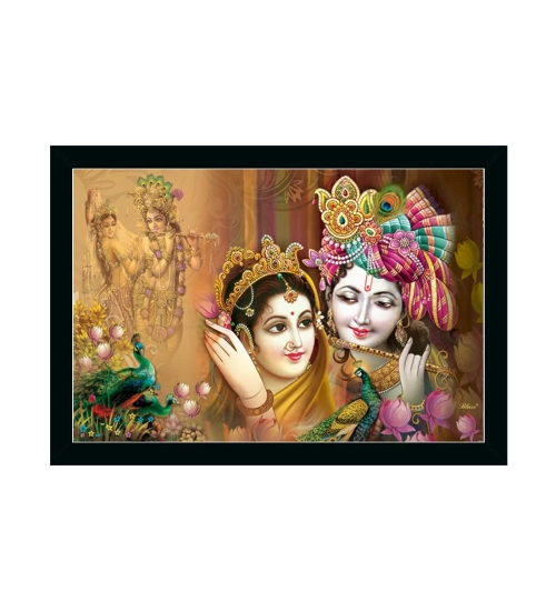 Radha Krishna Painting with Synthetic Photo Frame (Multicolor)