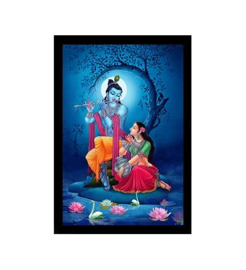Radha Krishna Painting with Synthetic Photo Frame (Multicolor)