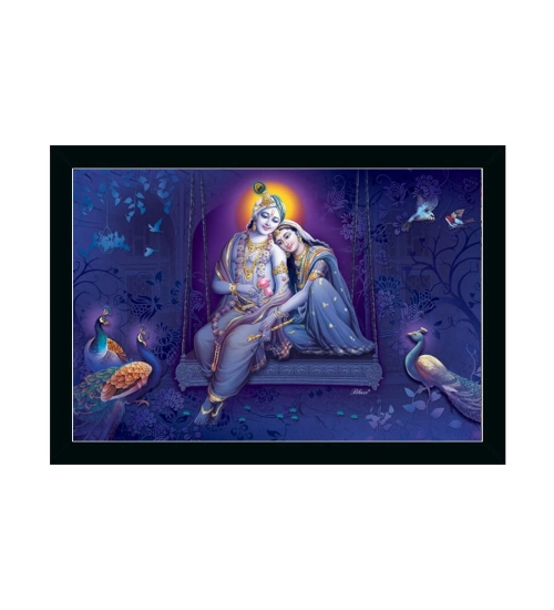 Radha Krishna Painting with Synthetic Photo Frame (Multicolor)