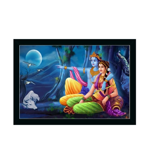 Beautiful Radha Krishna Vinyl Sparkle Coated with Synthetic Photo Frame (Multicolor)