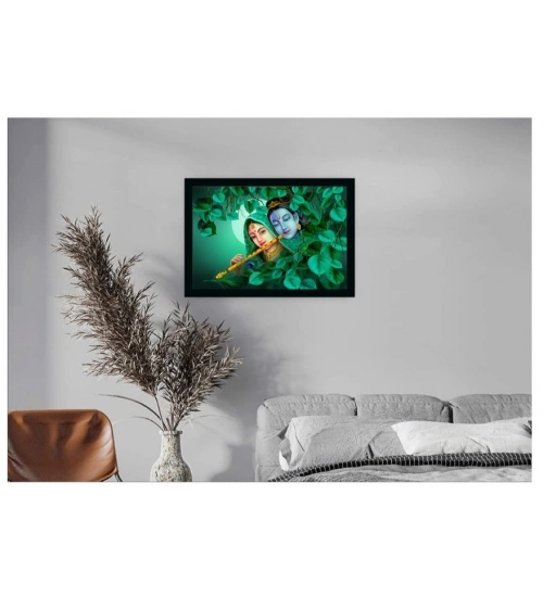 Radha Krishna Painting with Synthetic Photo Frame (Multicolor)