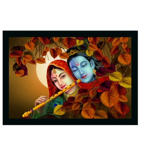 Radha Krishna Painting with Synthetic Photo Frame (Multicolor)