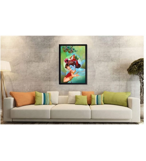 Beautiful Radha Krishna Vinyl Sparkle Coated with Synthetic Photo Frame (Multicolor)