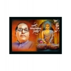 Dropship Ambedkar Buddha Painting Vinyl Sparkle Coated with Synthetic Photo Frame (Multicolor)