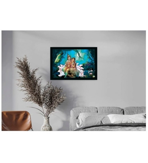 Radha Krishna Painting with Synthetic Photo Frame (Multicolor)
