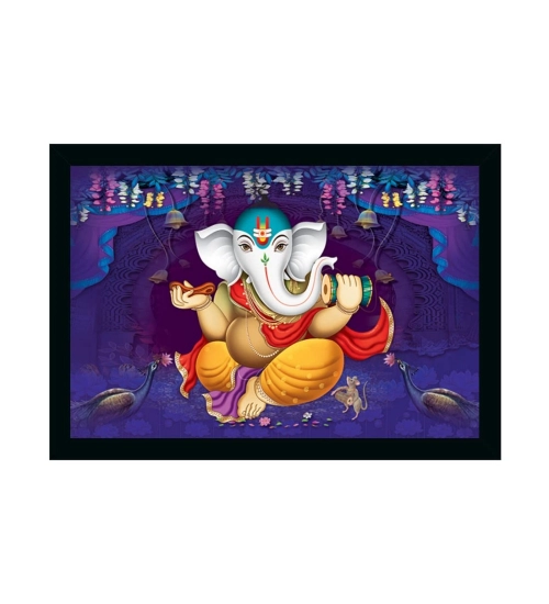 Ganesh Photo with Synthetic Photo Frame (Multicolor)