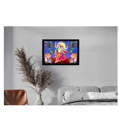 Radha Krishna Painting with Synthetic Photo Frame (Multicolor)