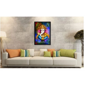 Generic Ganesh Photo with Synthetic Photo Frame (Multicolor)