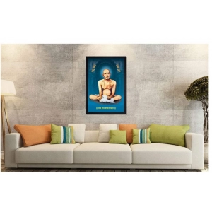 Generic Shri Gajanan Maharaj Painting Vinyl Sparkle Coated with Synthetic Photo Frame (Multicolor)