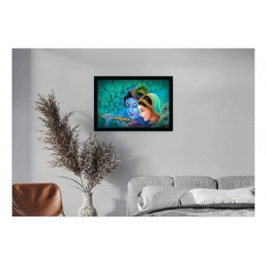 Generic Radha Krishna Painting Vinyl Sparkle Coated with Synthetic Photo Frame (Multicolor)
