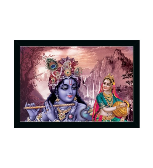 Radha Krishna Painting with Synthetic Photo Frame (Multicolor)