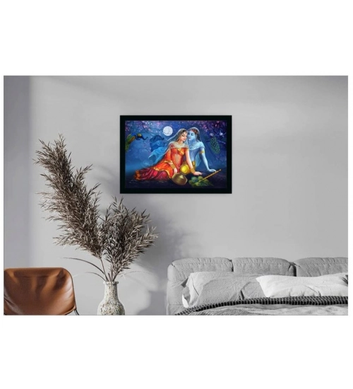 Radha Krishna Painting with Synthetic Photo Frame (Multicolor)