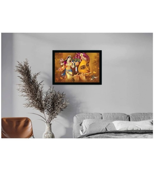 Radha Krishna Painting with Synthetic Photo Frame (Multicolor)