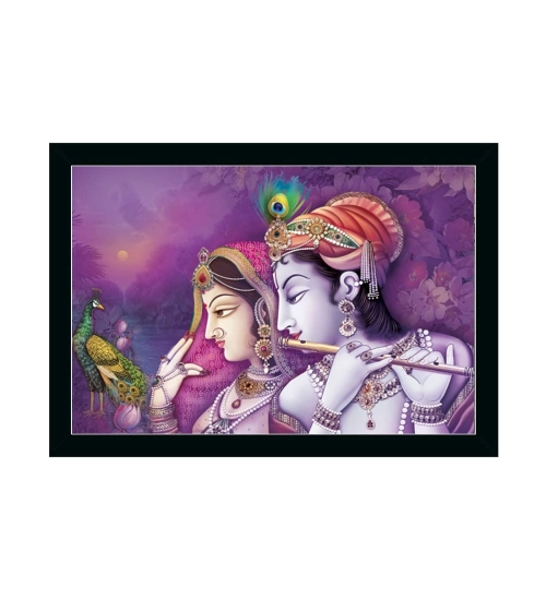 Radha Krishna Painting with Synthetic Photo Frame (Multicolor)