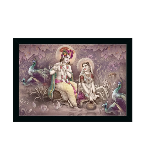 Radha Krishna Painting with Synthetic Photo Frame (Multicolor)