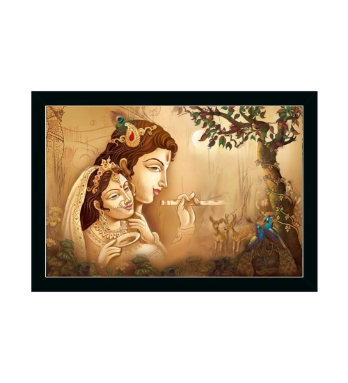 Radha Krishna Painting with Synthetic Photo Frame (Multicolor)
