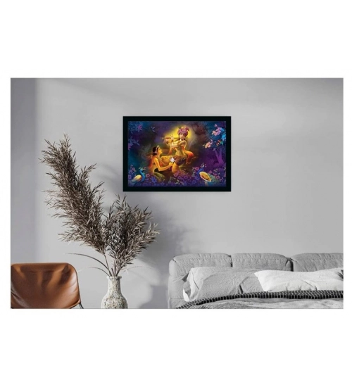Radha Krishna Painting with Synthetic Photo Frame (Multicolor)