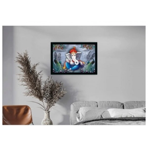 Generic Ganesha Painting with Synthetic photo Frame (Multicolor)