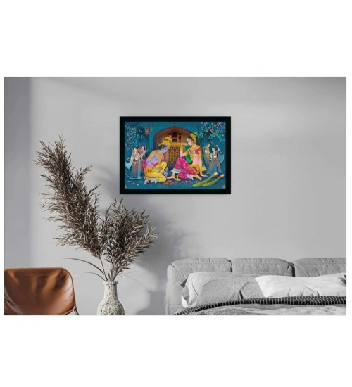 Radha Krishna Painting with Synthetic Photo Frame (Multicolor)