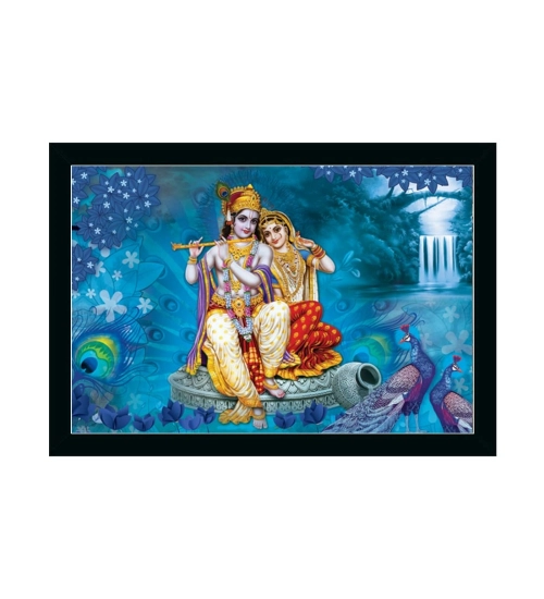 Radha Krishna Painting with Synthetic Photo Frame (Multicolor)