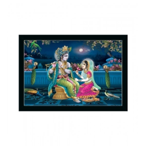 Generic Radha Krishna Painting with Synthetic Photo Frame (Multicolor)