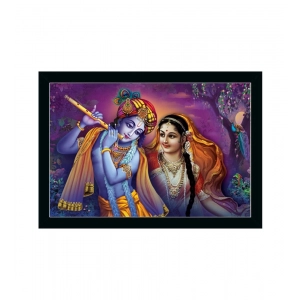 Generic Radha Krishna Painting with Synthetic Photo Frame (Multicolor)
