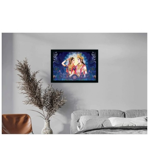 Radha Krishna Painting with Synthetic Photo Frame (Multicolor)
