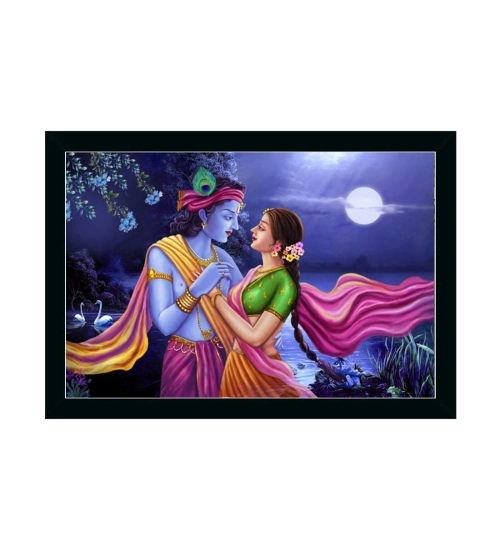 Radha Krishna Painting with Synthetic Photo Frame (Multicolor)