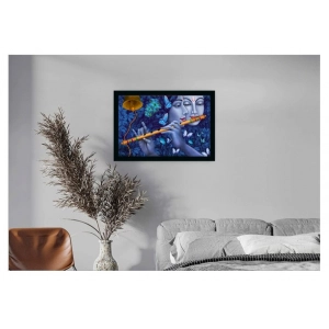 Generic Radha Krishna Painting with Synthetic Photo Frame (Multicolor)