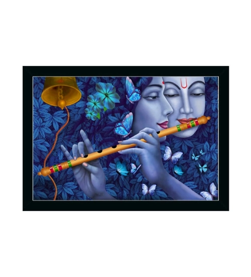 Radha Krishna Painting with Synthetic Photo Frame (Multicolor)