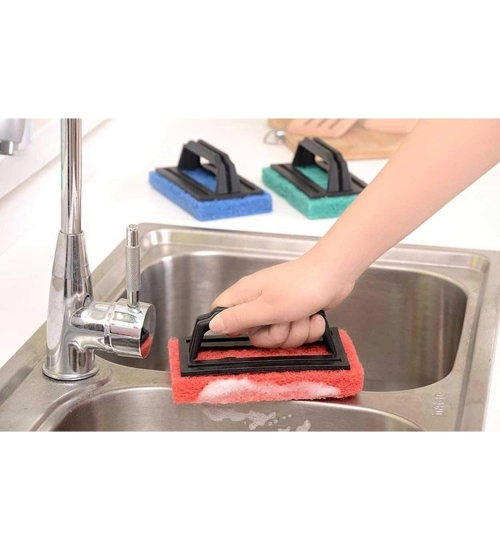 Pack Of_2 Tile Cleaning Multipurpose Scrubber Brush with Handle (Assorted)